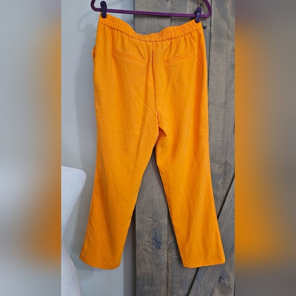 SKIES ARE BLUE Welt Pocket Cropped Ankle Trousers In Bright Orange. Size L NWT - Picture 10 of 14